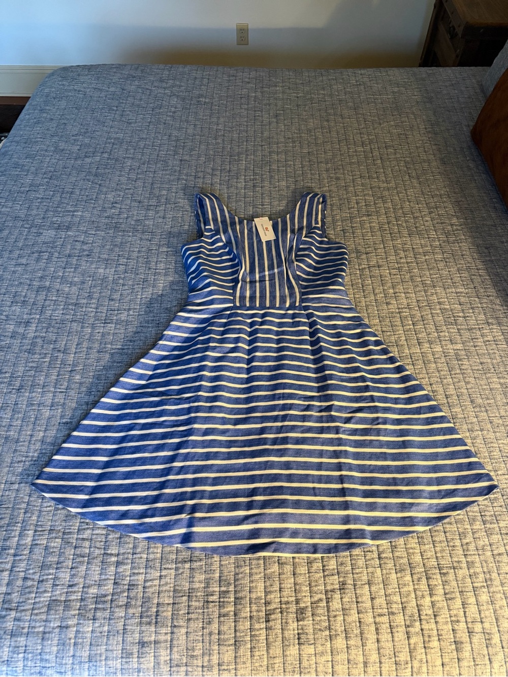 Vineyard Vines Spinnaker Blue Striped Linen-Cotton Blend Dress